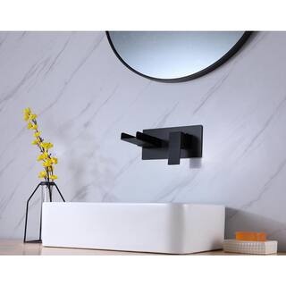 Boyel Living Waterfall Single-Handle Wall Mount Bathroom Faucet with Deck Plate in Matte Black BLWF0167-1MB