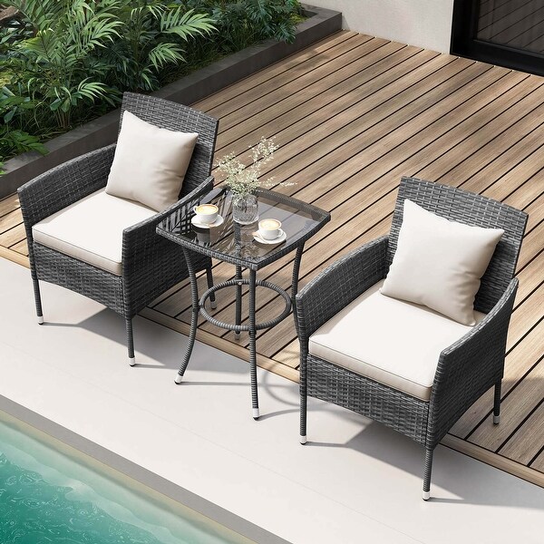 Costway 3 PCS Patio Furniture Set with Cushioned Patio Chairs and