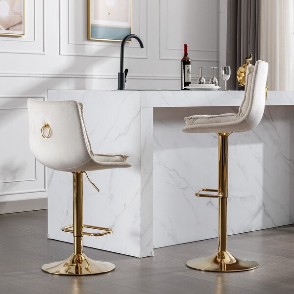 Set of 2 Bar Stools， Superior Velvet Bar Stools