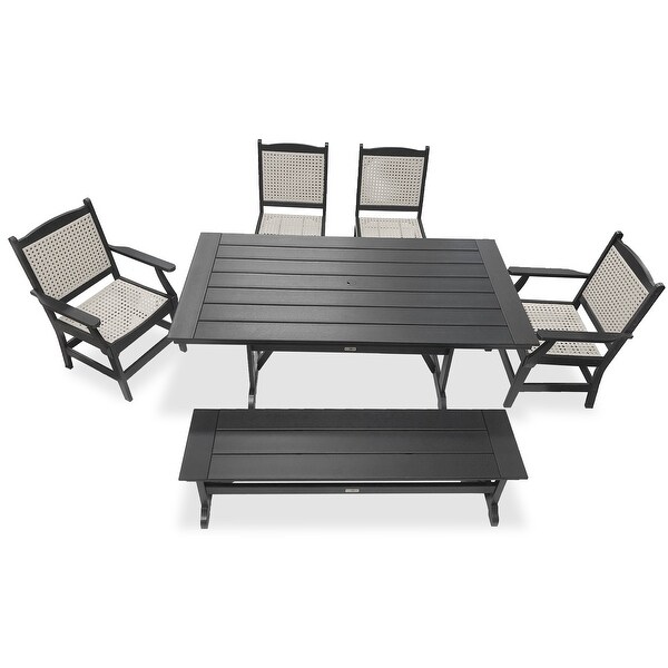 LuXeo Tuscany Woven Rattan Dining 6Piece Set