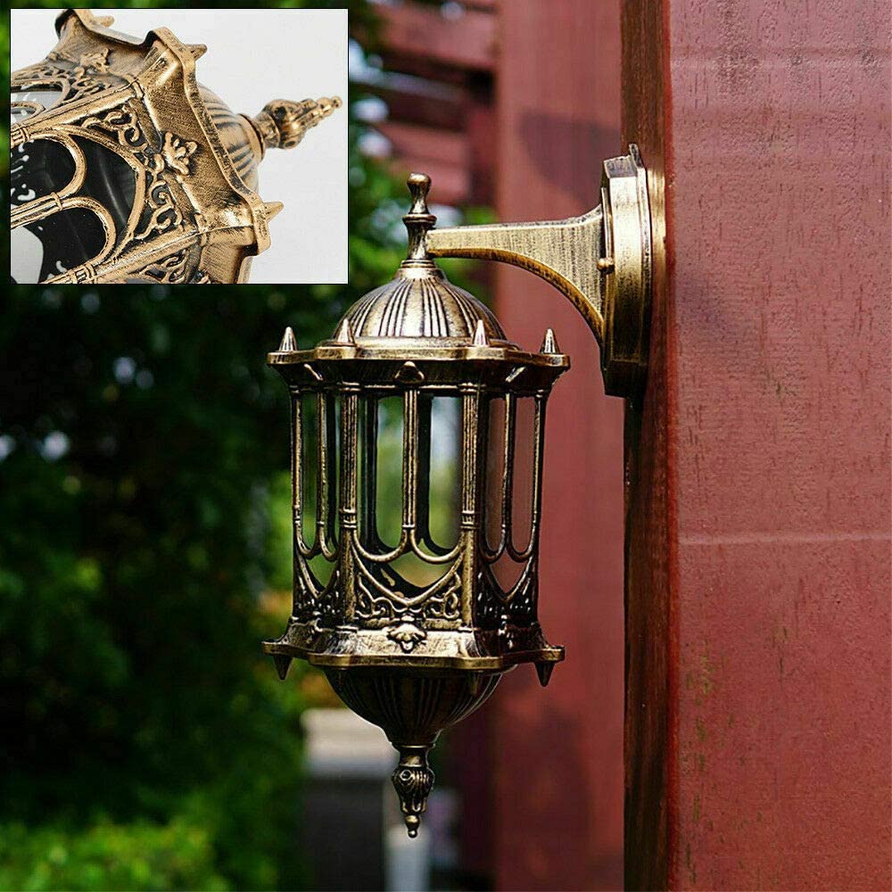 Outdoor Lamp LED Retro Exterior Wall Mount Light Fixture Shade Lantern Sconce Porch Light(Bronze)