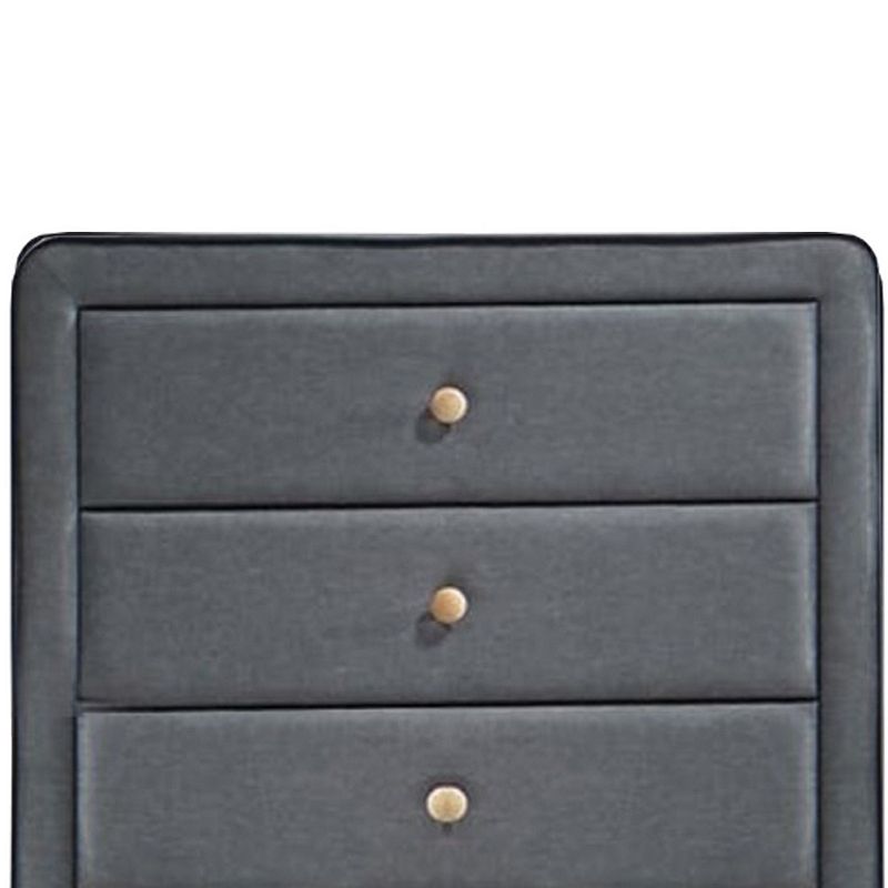 Transitional Style Wood and Fabric Upholstery Chest with 5 Drawers， Gray