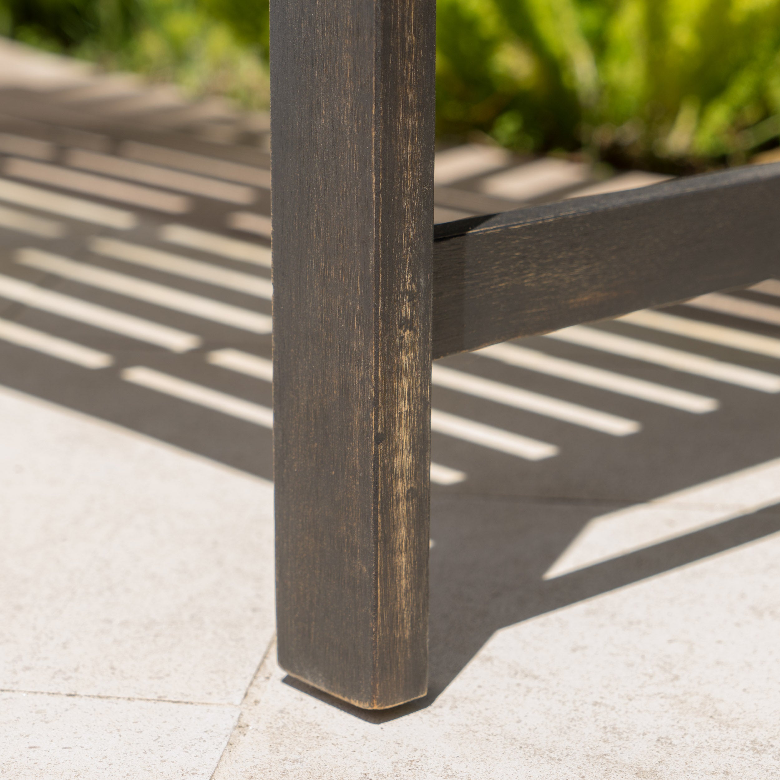 Laguna Outdoor Rustic Acacia Wood Bench with Open Slat Backrest