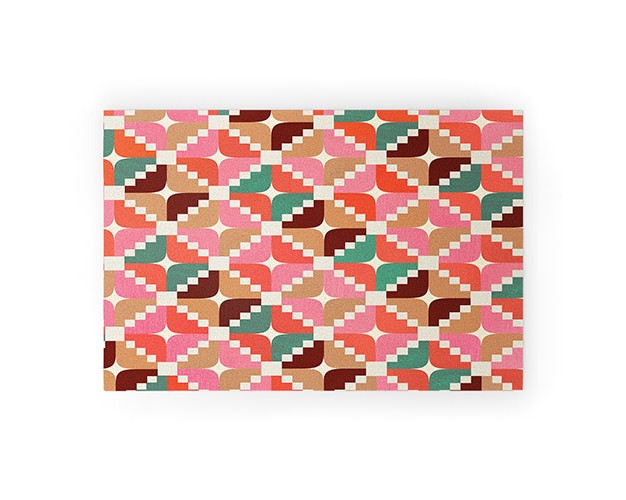 Showmemars Winter Retro Quilt Pattern Welcome Mat society6