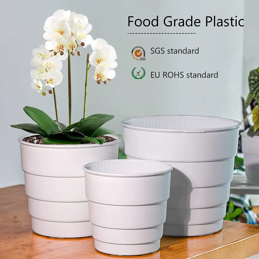 Home Garden Decoration PP Plastic Planters Wholesale Flower Pots Round Garden Supplies