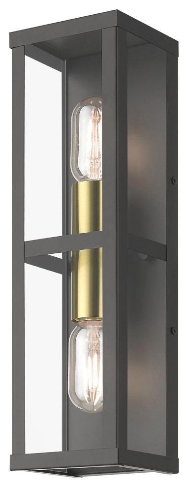 1 Light Bronze Outdoor ADA Wall Lantern  Antique Gold Finish Accents   Contemporary   Outdoor Wall Lights And Sconces   by Livex Lighting Inc.  Houzz