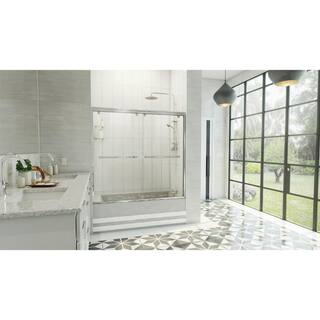 DreamLine Charisma-X 60 in. W x 58 in. H Semi Frameless Sliding Tub Door in Chrome with Clear Glass SHDR-136058X-01