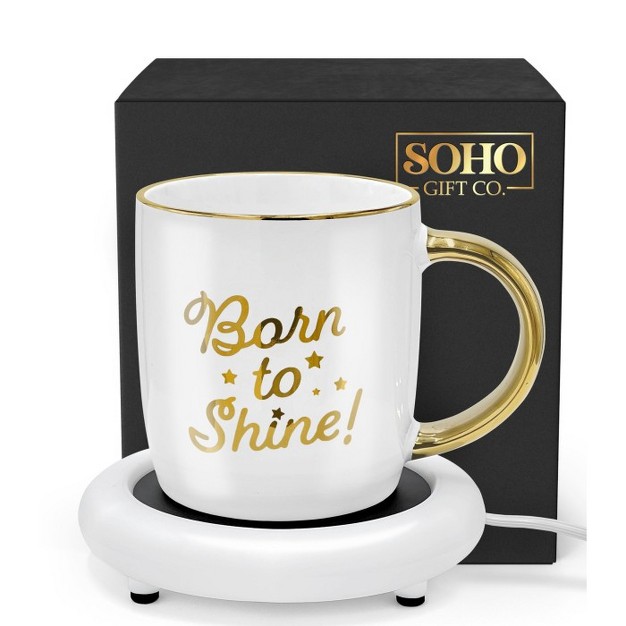 Galvanox Soho Electric Ceramic 12oz Coffee Mug With Warmer Born To Shine Makes Great Gift