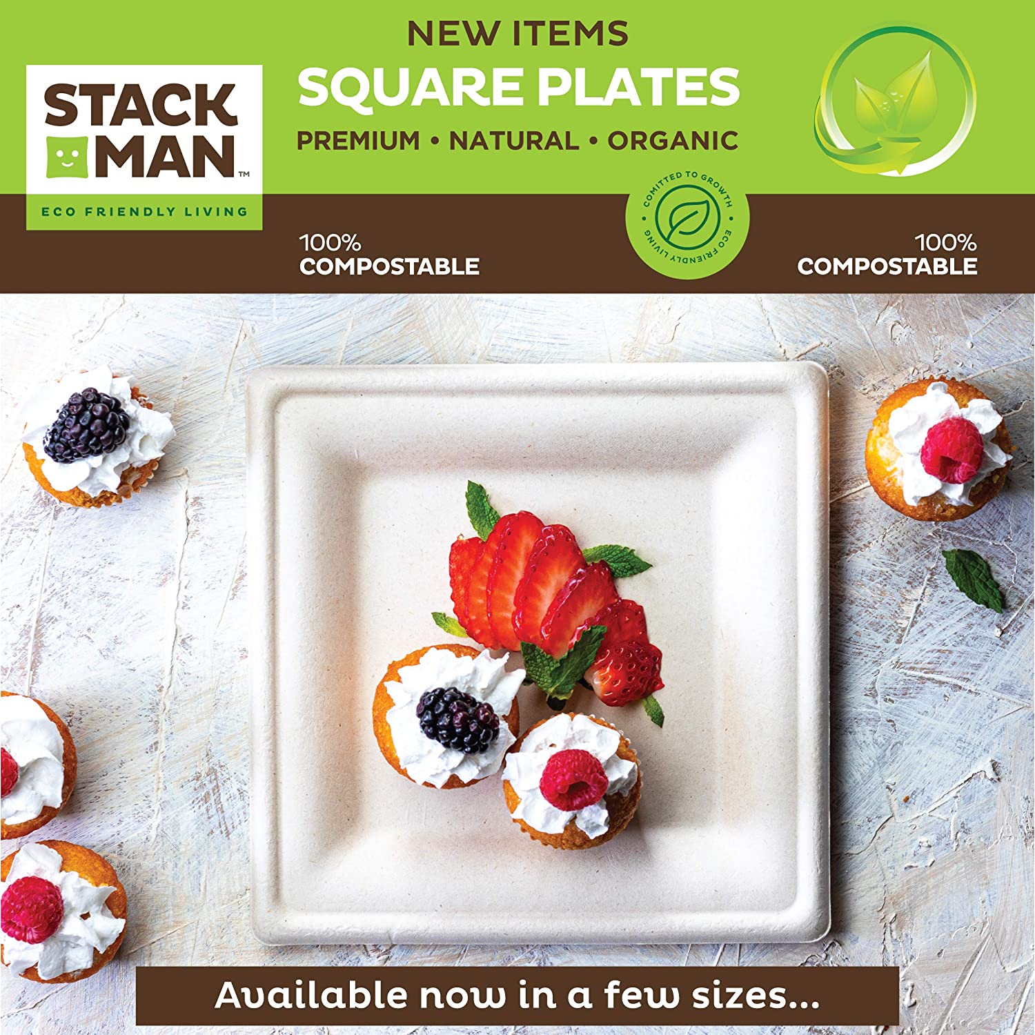 Stack Man 100% Compostable 12 oz. Paper Bowls [125-Pack] Heavy-Duty Quality Natural Disposable Bagasse