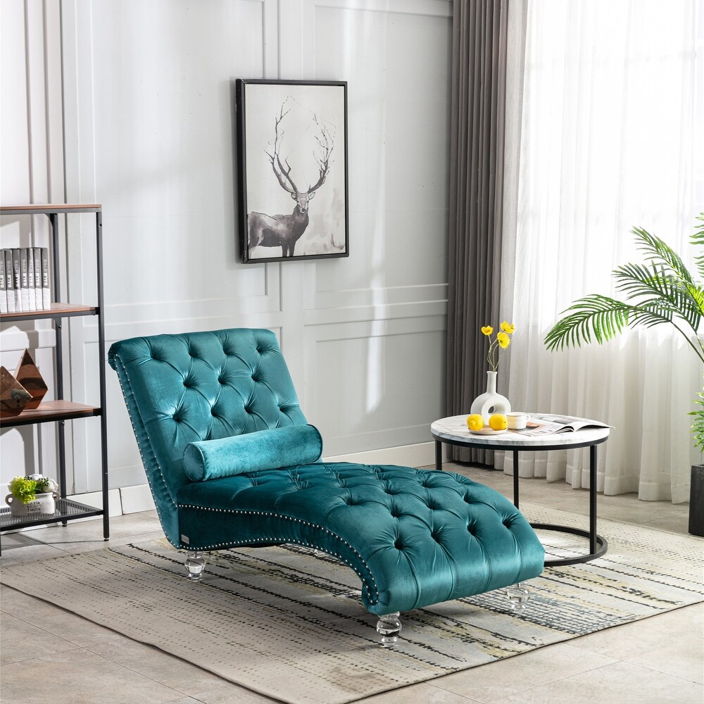 Acrylic Foot Tufted Lounge Chair Chesterfield Lounge Button Tufted Chaise