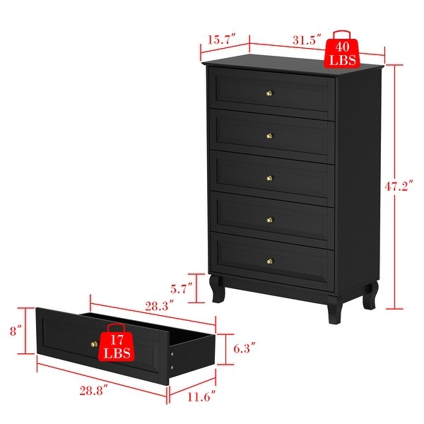 Side Tatble 5 Drawer Dresser Drawer Chest Tall Storage Cabinet - - 36594944