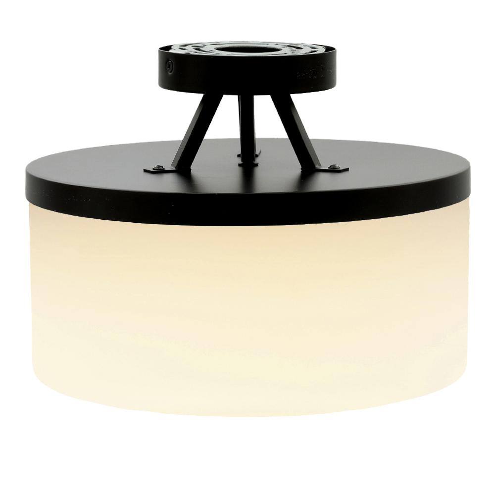 SMRTLite by NBG HOME 12 in. Espresso Integrated LED Semi-Flush Mount with Frosted Shade DS18779