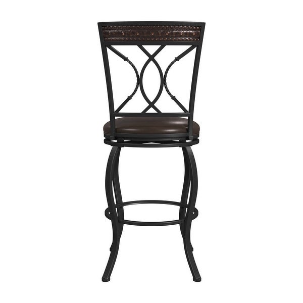 Hillsdale Furniture Kirkham Metal Counter Height Stool， Black Silver - 42.75H x 18W x 20.75D; Seat Height: 26H