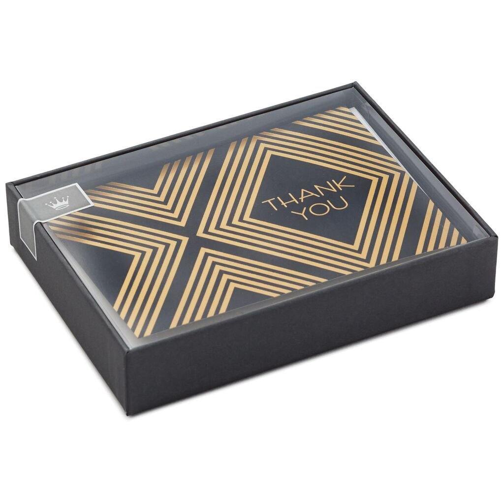 Hallmark  Classic Black and Gold Thank You Notes, Box of 10