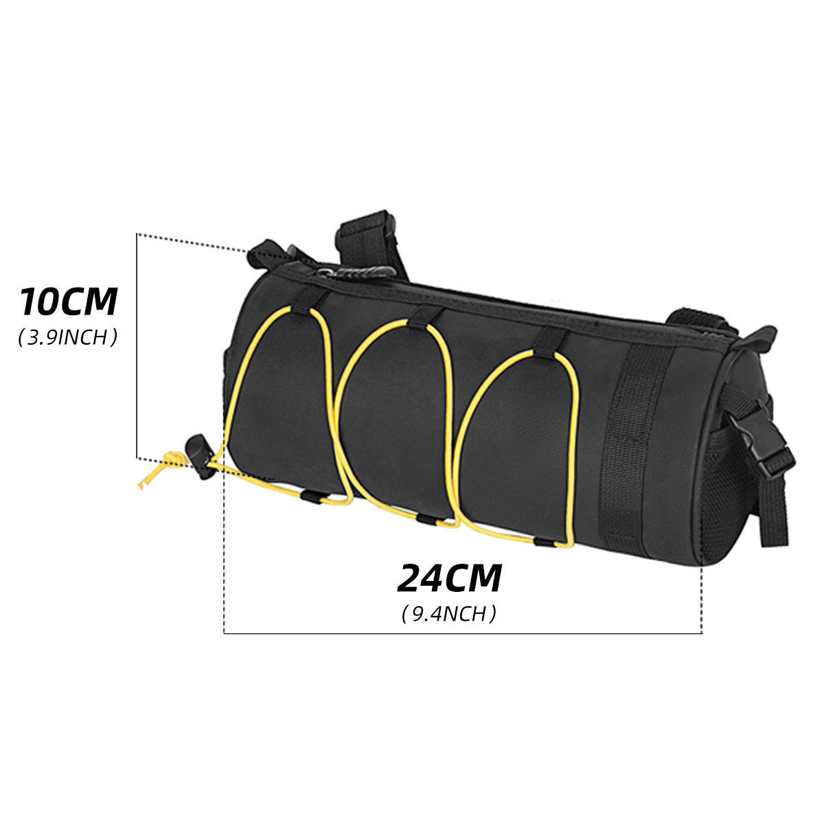 Bike Handlebar Roll Bag 2.4L Round Front Bicycle Handlebar Bags with Rubber Strap Packs for MTB Cyrcing Trip