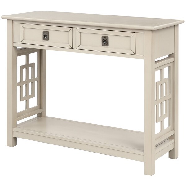 Nestfair Console Table with 2 Drawers and Bottom Shelf