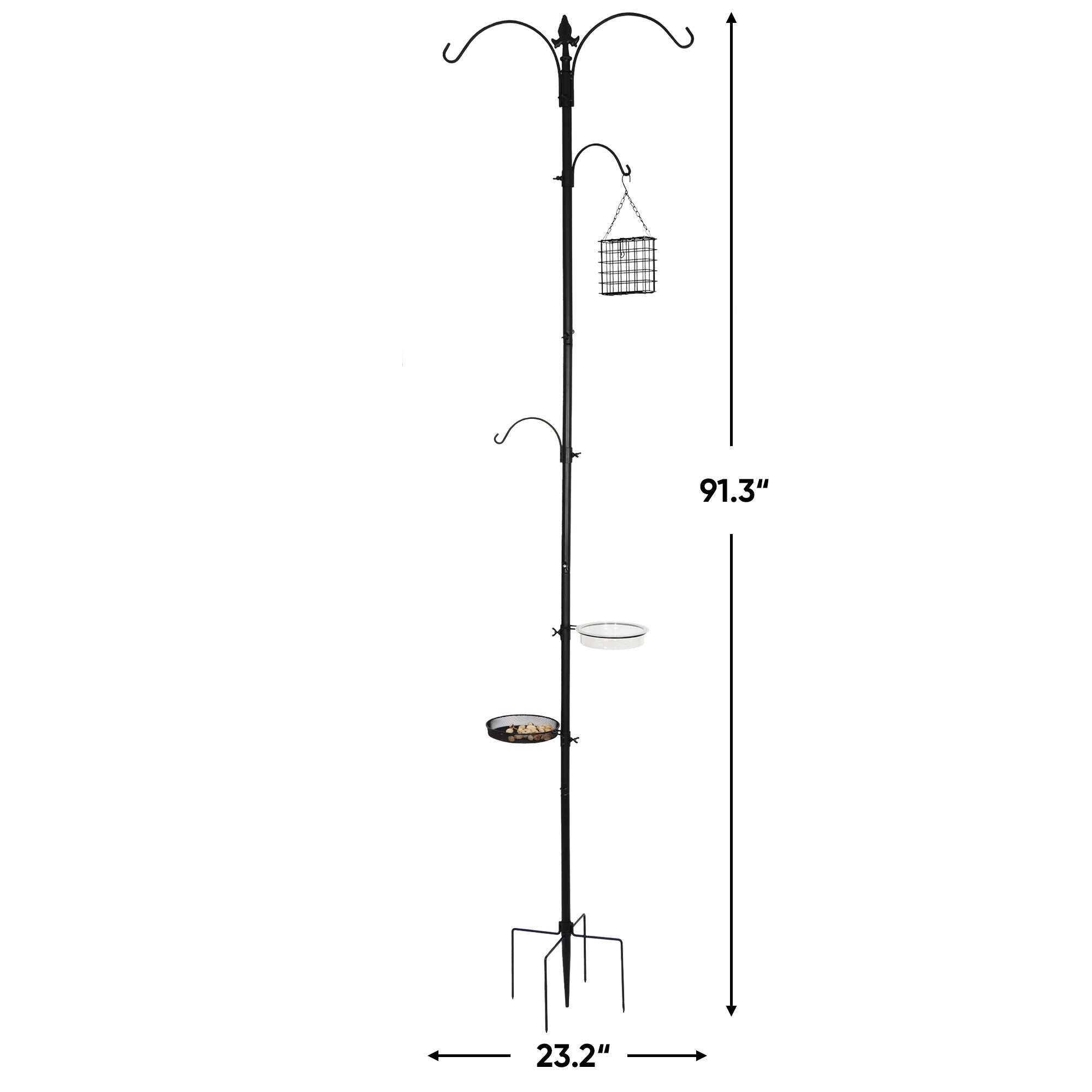 ZenStyle Bird Feeder Station Kit Bird Feeder Pole for Outside with Hangers 5 Prongs Design Black