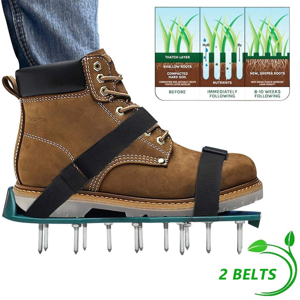 Sebtyili Lawn Sod Aerators shoes Spikes Aerating Sandals Garden Grass Tools，