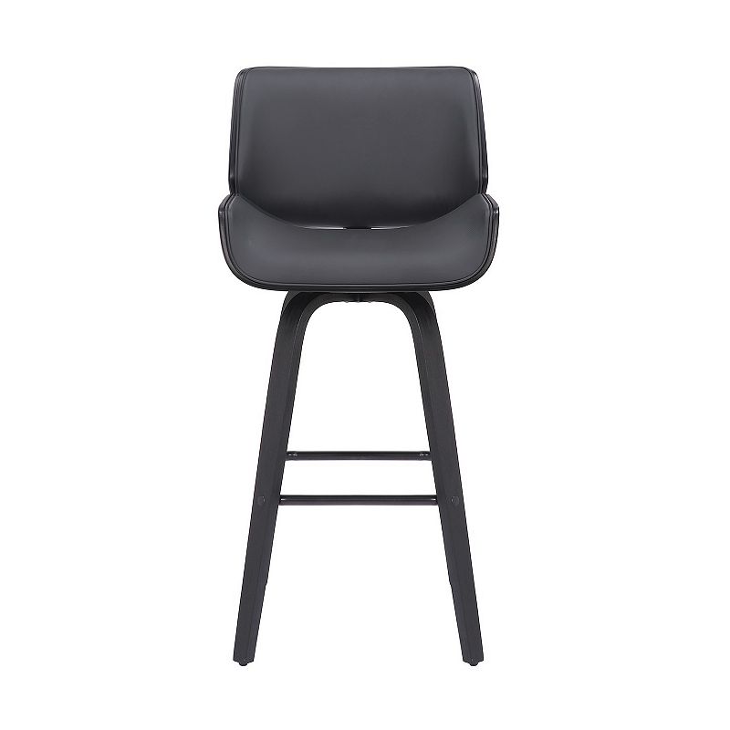 Bar Stool with Curved Padded Back and Seat， Gray