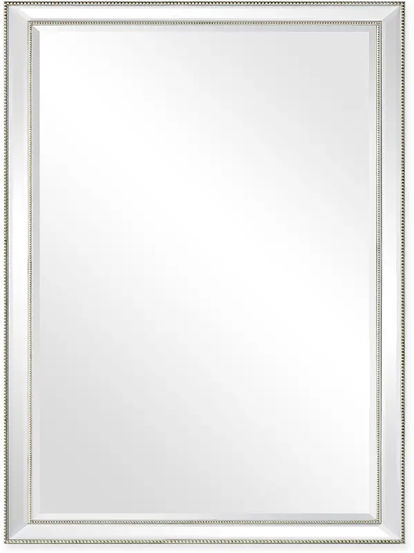 Modern Silver Beaded Wall Mirror