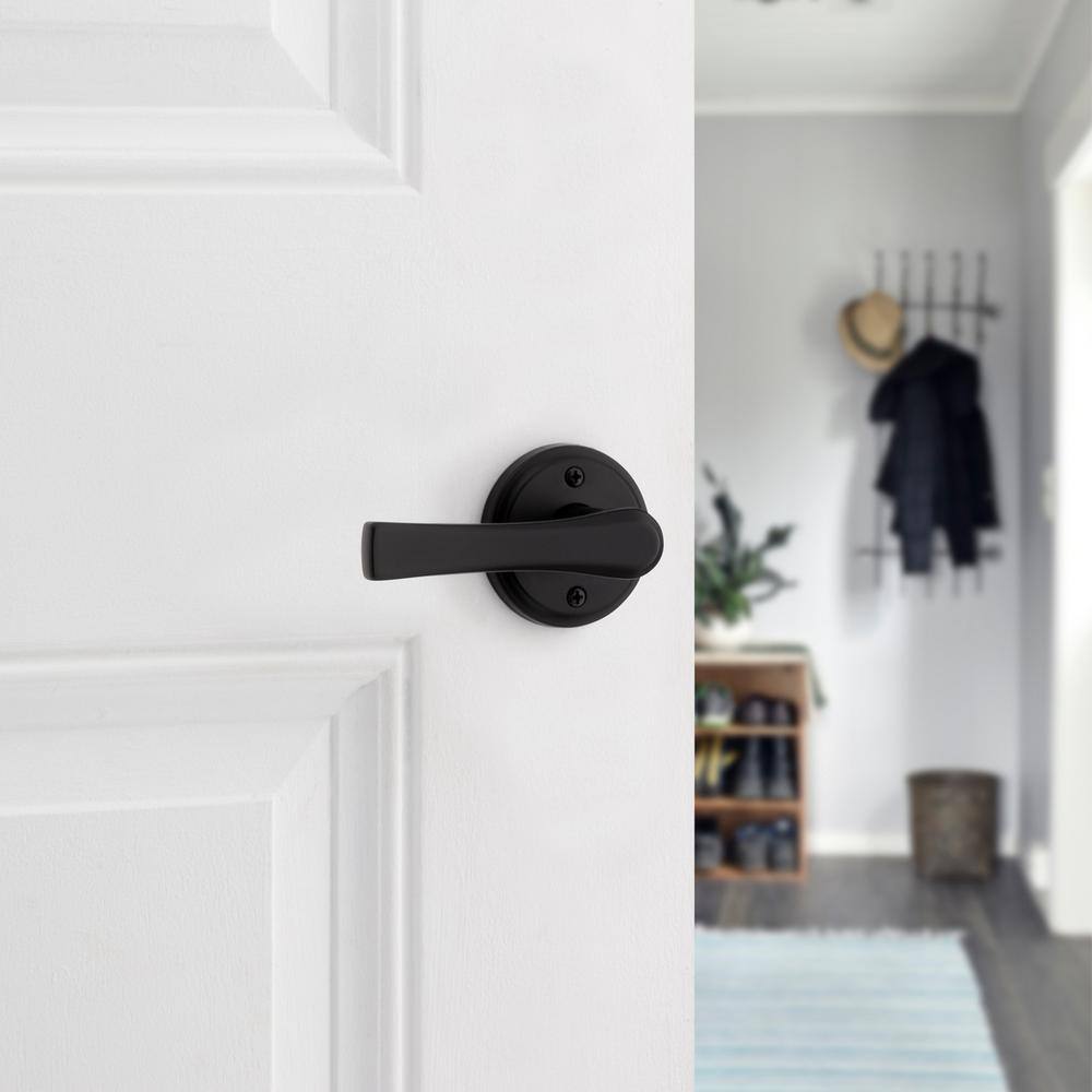 Kwikset Katella Matte Black Passage HallCloset Door Lever with Microban 720KAL5146ALRCS