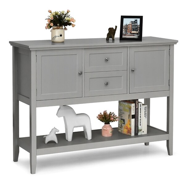 Modern Sideboard Table Wooden Buffet Table with Cabinets and Drawers