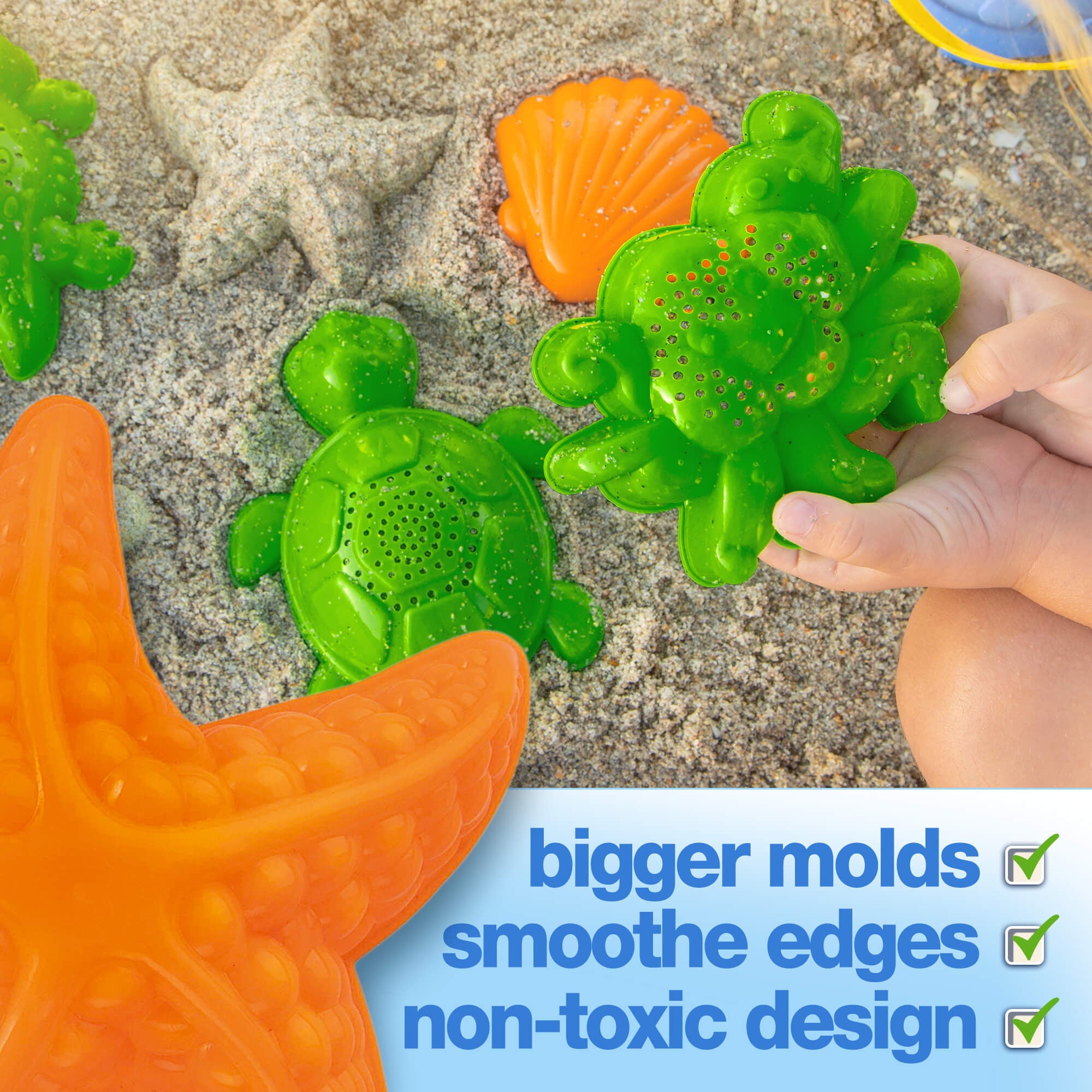 TOYLI Sand Toys Beach Set 19 Pieces, Sand Buckets, Molds, Pail and Shovel Set for Kids Beach Toys