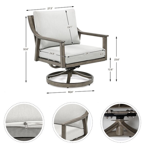 1Piece Outdoor Aluminum Patio Swivel Chair With Cushions