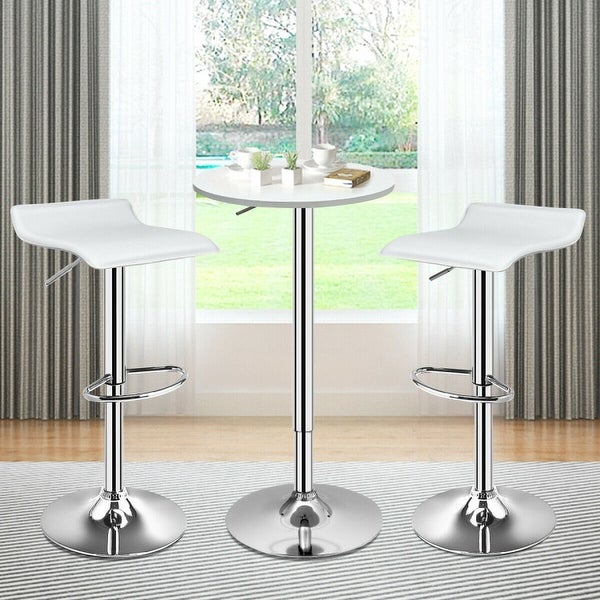 Set of 2 Adjustable PU Leather Backless Bar Stools