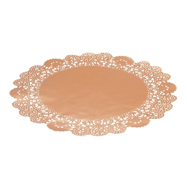 100 Pack Metallic Lace Paper Doilies Copper Orange Placemats 10 In