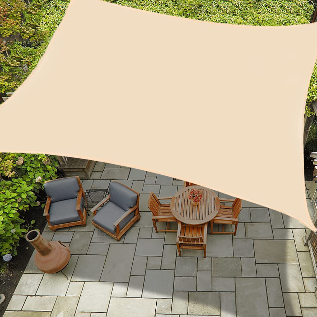 10' x 13' Sun Shade Sail, Beige Rectangle Outdoor Shade Cloth Pergola Cover UV Block Fabric