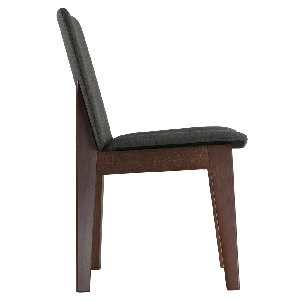 Cortesi Home Bjorn Dining Chair in Charcoal Fabric  Walnut Finish (Set of 2)