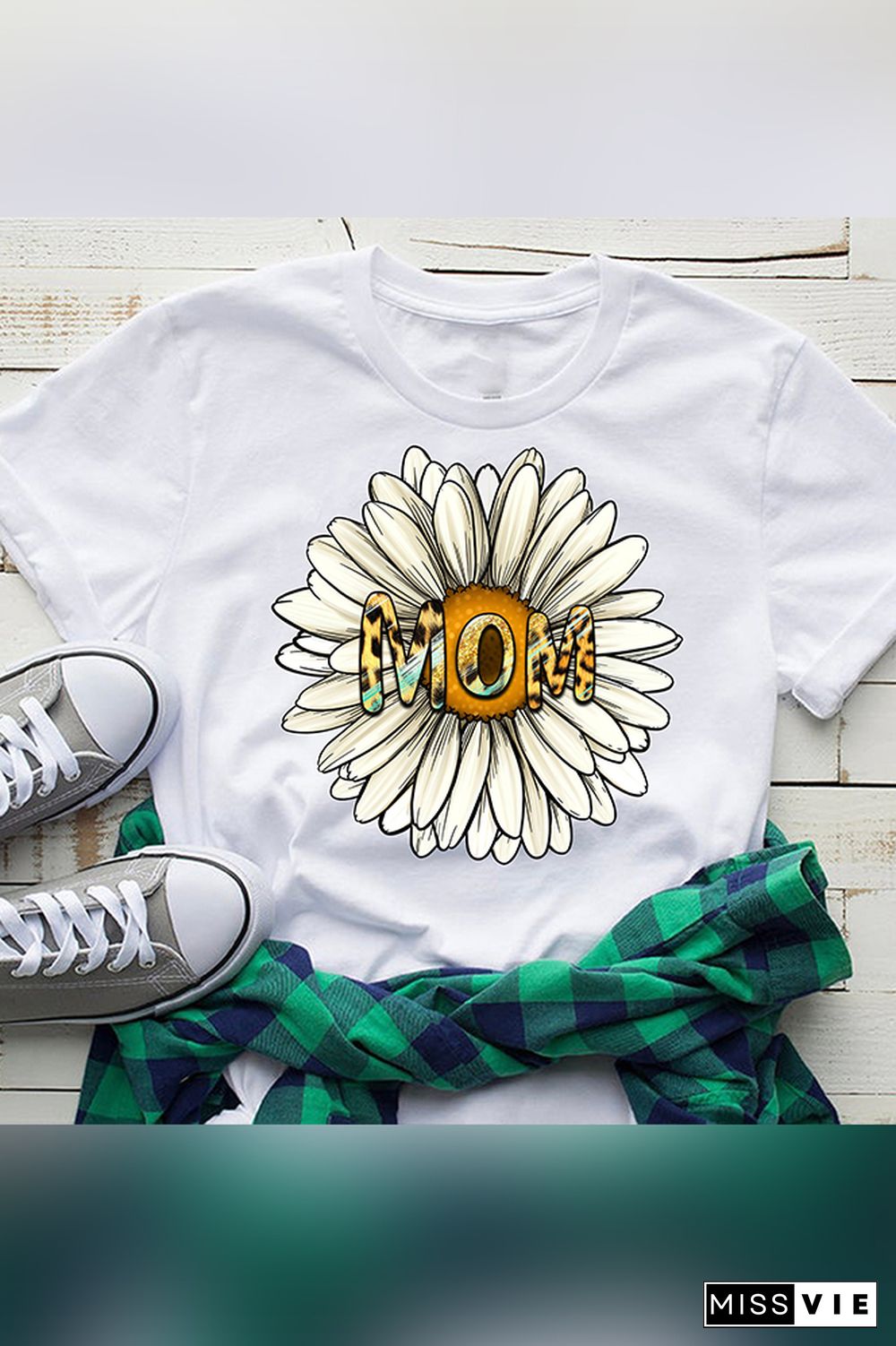 Mother's Day Sunflower Print Short Sleeve Graphic Tee Wholesale