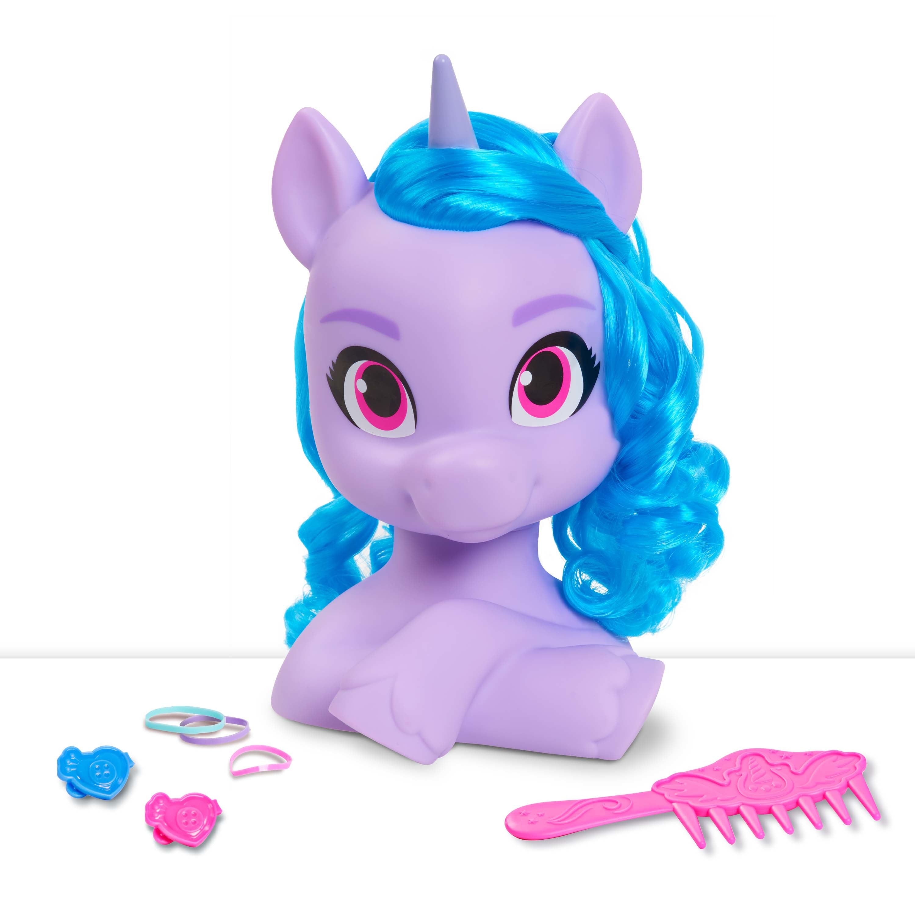 My Little Pony Izzy Moonbow Styling Head, 7 Piece Set Includes Accessories, Blue, Hair Styling Toys for Kids,  Kids Toys for Ages 3 Up, Gifts and Presents