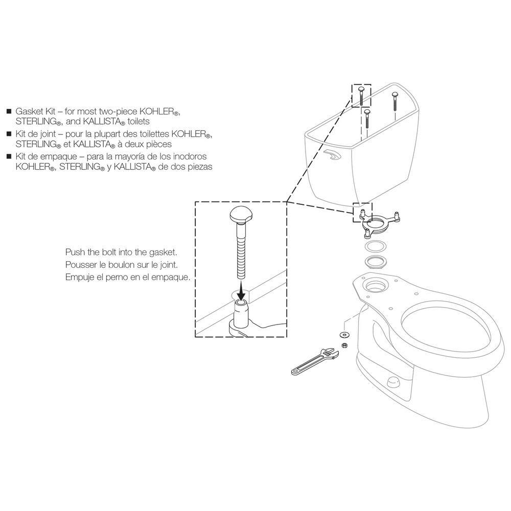 KOHLER Triangle Tank Gasket with Bolts for Most 2-Piece Toilets K-GP51487