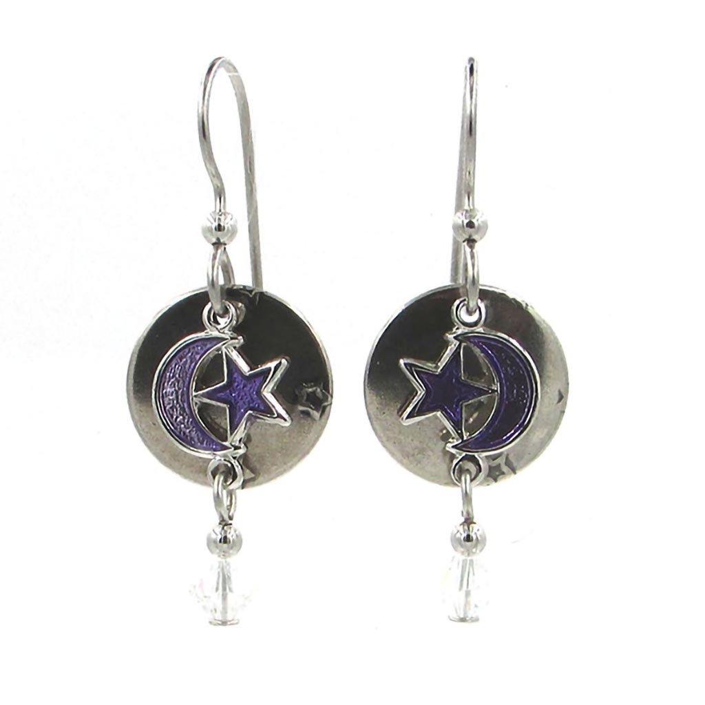 Silver Forest Earrings - Silver Moon & Star Drop Earrings