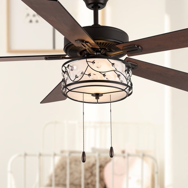 Serafina River of Goods Oil-Rubbed Bronze Metal 2-Light Floral Shade 52-Inch Ceiling Fan - 52