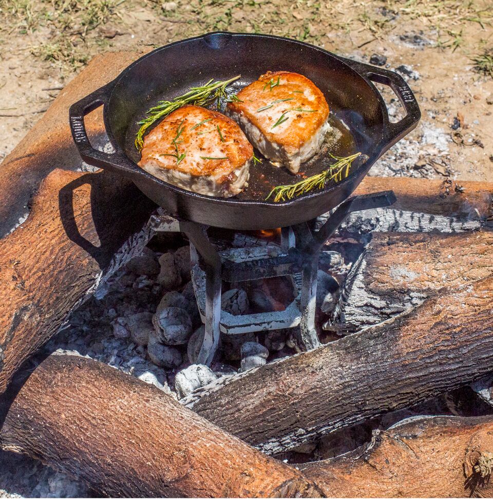 Lodge Fire and Cook Stand, A5-8 Rack, Holds Log Kindling & Most Sized Cookware, camp sites or fire pits