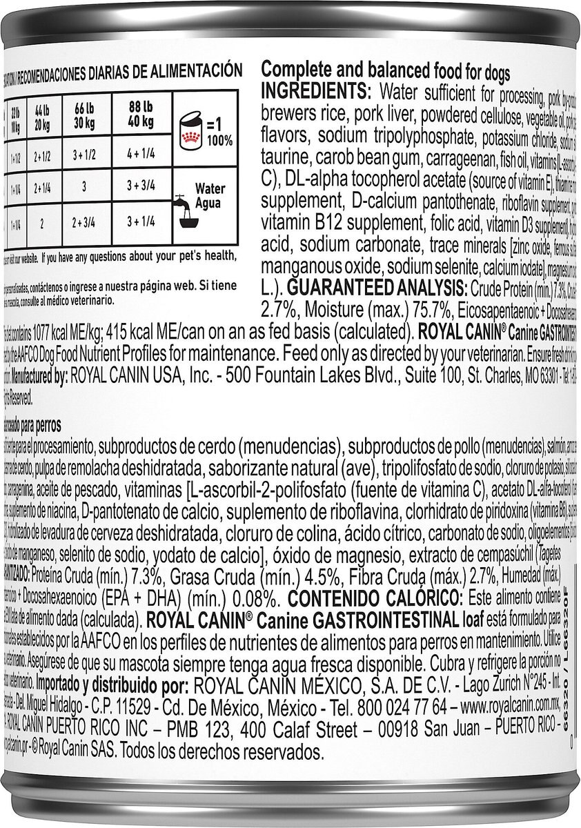 Royal Canin Veterinary Diet Adult Gastrointestinal Loaf Canned Dog Food