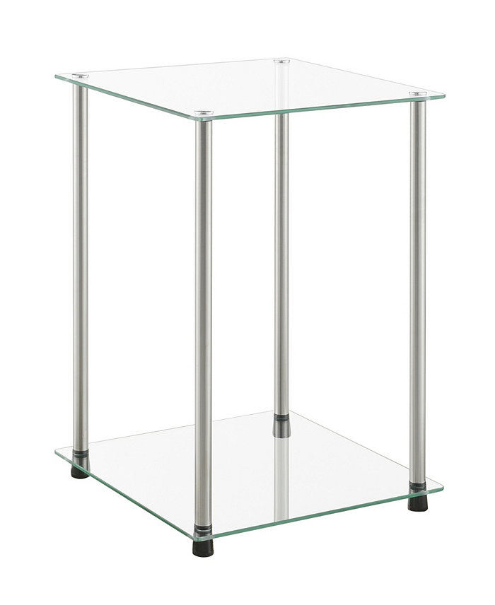 Convenience Concepts 15.75 Glass Designs2Go 2 Tier Square End Table