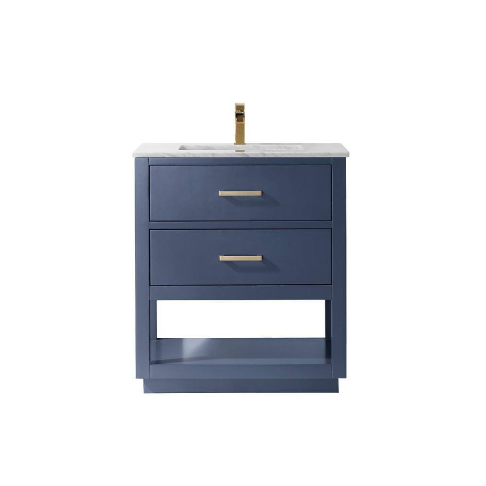 Altair Remi 30 in. Bath Vanity in Royal Blue with Carrara Marble Vanity Top in White with White Basin 532030-RB-CA-NM