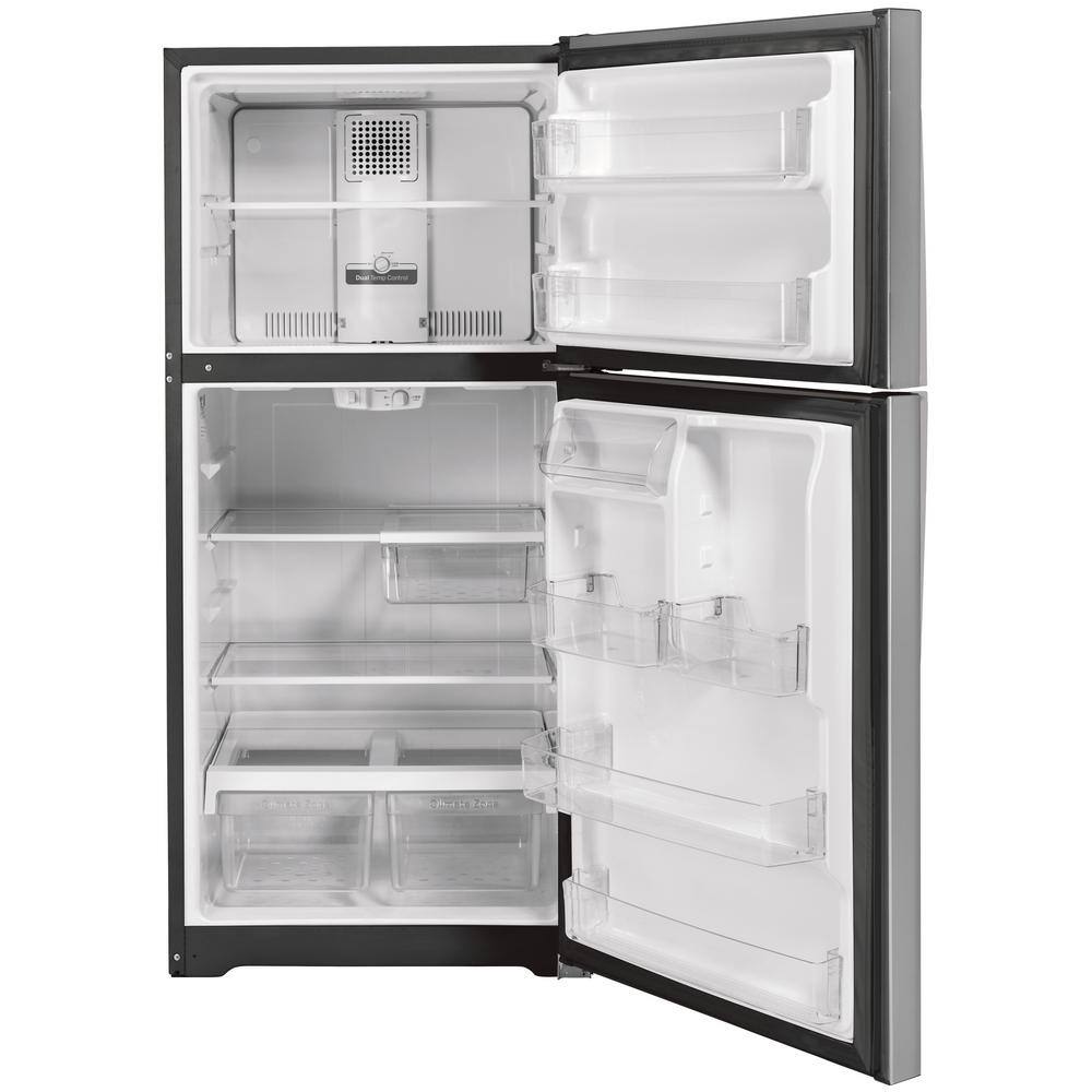 GE 19.2 Cu. Ft. Top Freezer Refrigerator in Fingerprint Resistant Stainless Steel Garage Ready GTS19KYNRFS