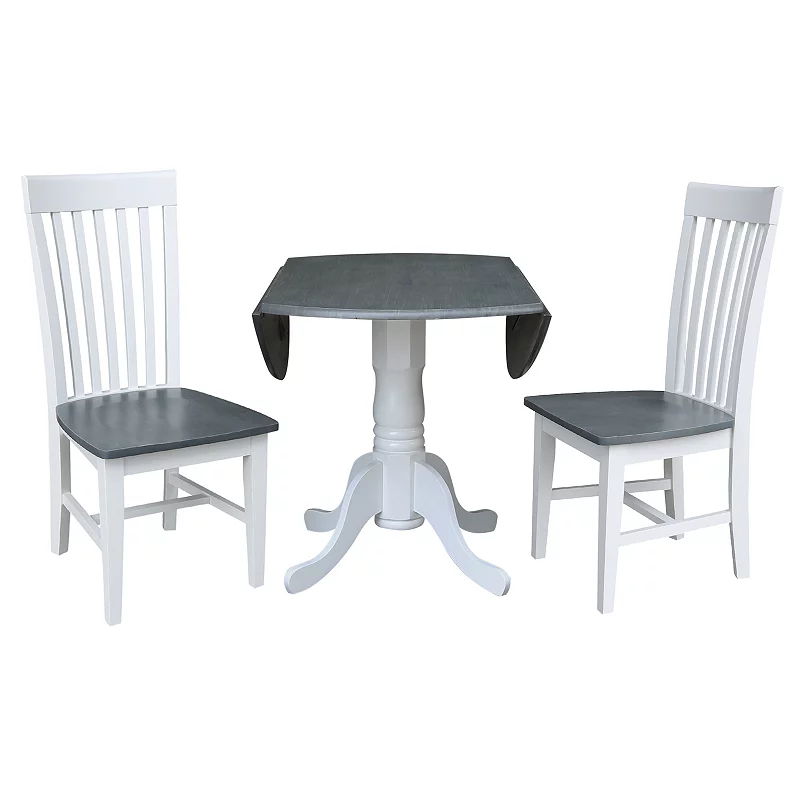 International Concepts Drop Leaf Dining Table and Slat Back Chair 3-piece Set