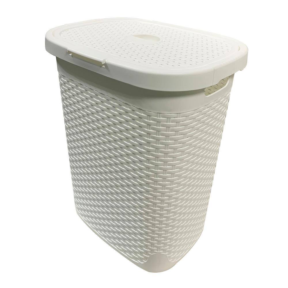 Modern Homes MH 50 l Capacity White Plastic Laundry Hamper 67557