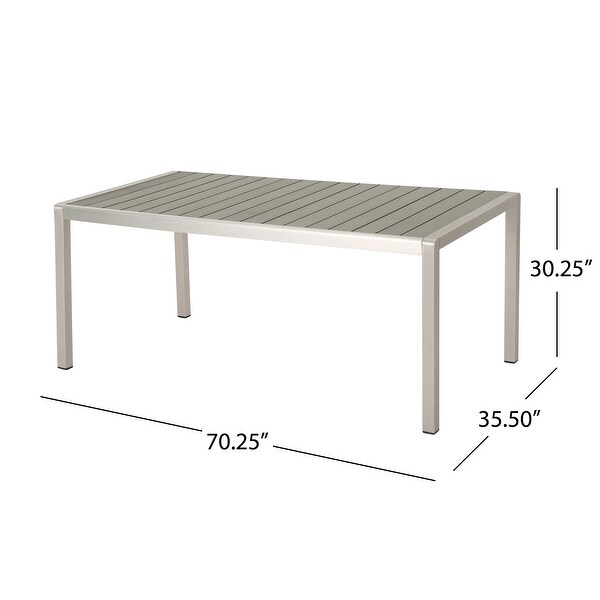 Cape Coral Outdoor Modern 6 Seater Aluminum Dining Set with Dining Bench by Christopher Knight Home