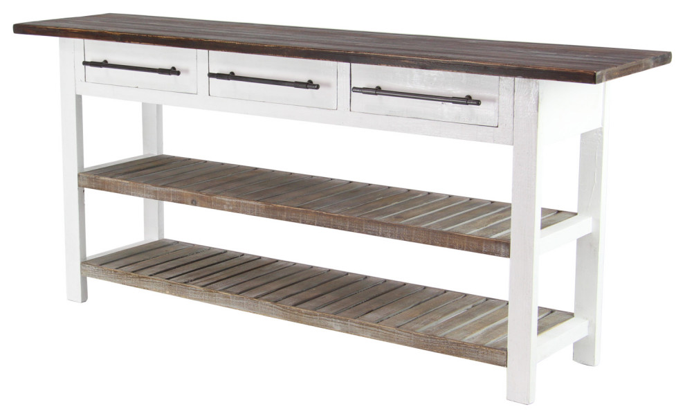 Farmhouse White Wood Console Table 46020   Farmhouse   Console Tables   by Brimfield  ampMay  Houzz