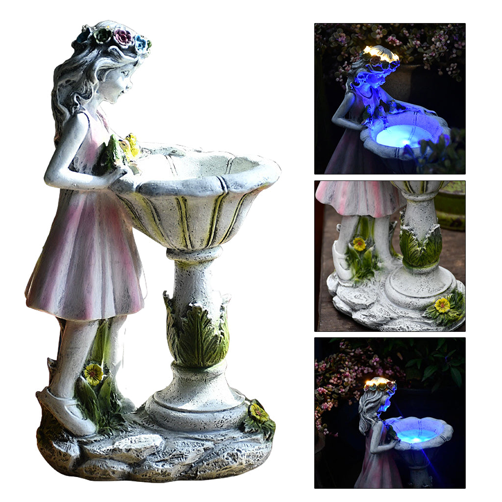 Garden Statue Art Outdoor Decorations, Large Resin Sculpture LED Light Collectibles Sculpture, Outside Lawn Patio Yard Porch,Ornament Gift