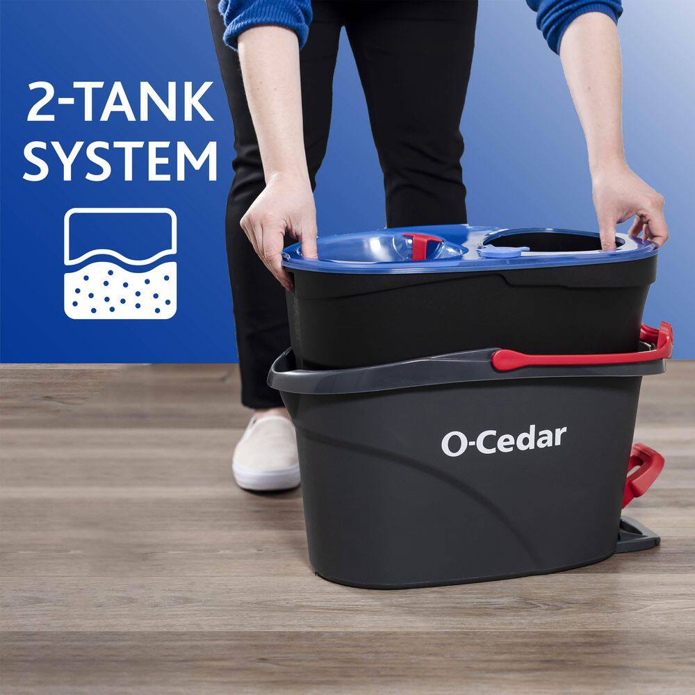 O-Cedar EasyWring RinseClean Spin Mop System +1 Extra Refill ProMist MAX Spray Mop +1 Extra Refill PowerCorner Outdoor Broom 168534xB3