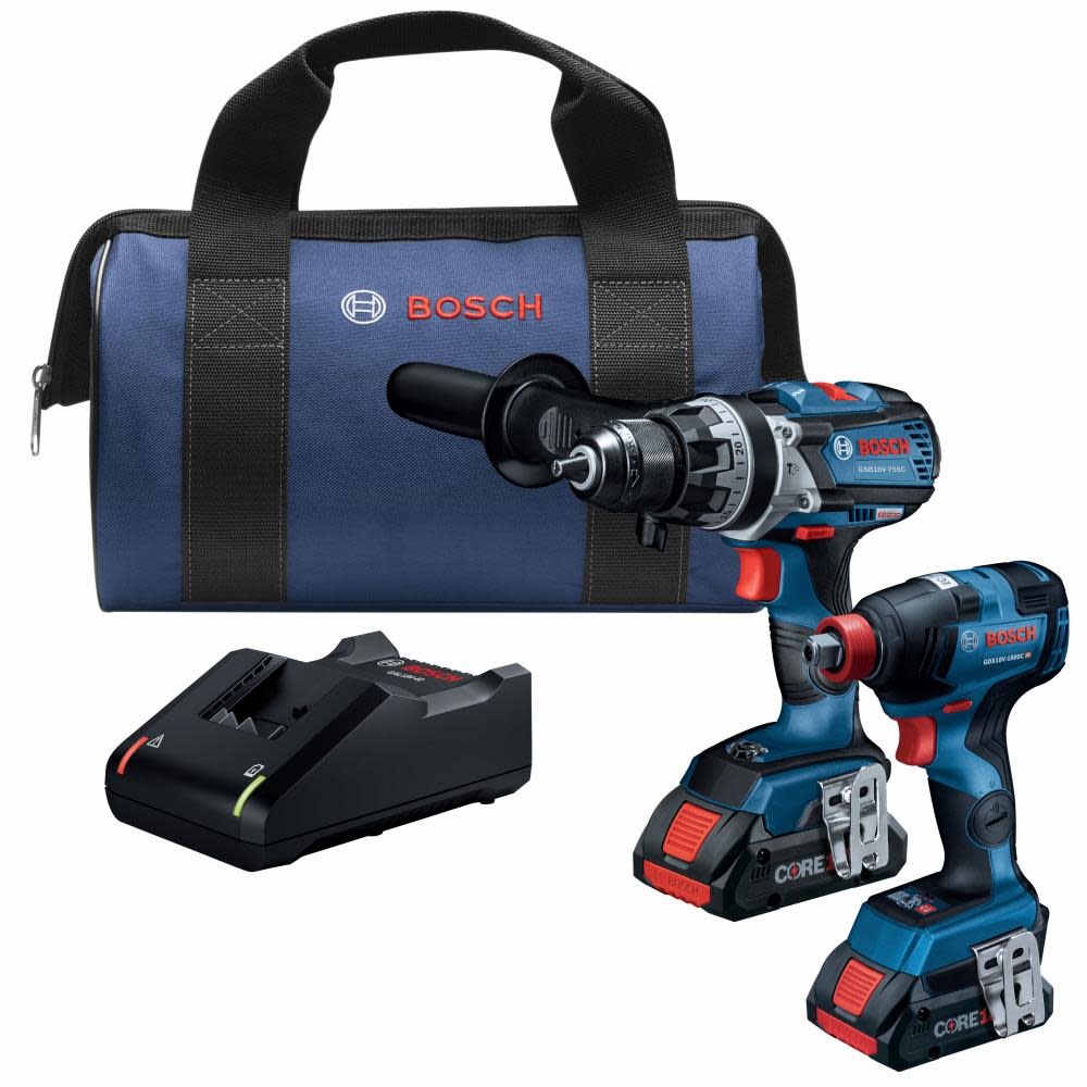 18V 2-Tool Combo Kit with Connected-Ready Freak 1/4 In. and 1/2 In. Two-In-One Bit/Socket Impact Driver, Connected-Ready Brute Tough 1/2 In. Hammer Drill/Driver and (2) CORE18V 4.0 Ah Compact Batteries