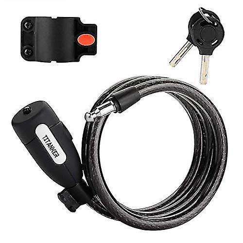 Bike Lock Cable， 4 Feet Bike Cable Lock With Keys High Security Cable Lock Coiled Bike Lock With Mounting Bracket， 1/2 Inch Diameter